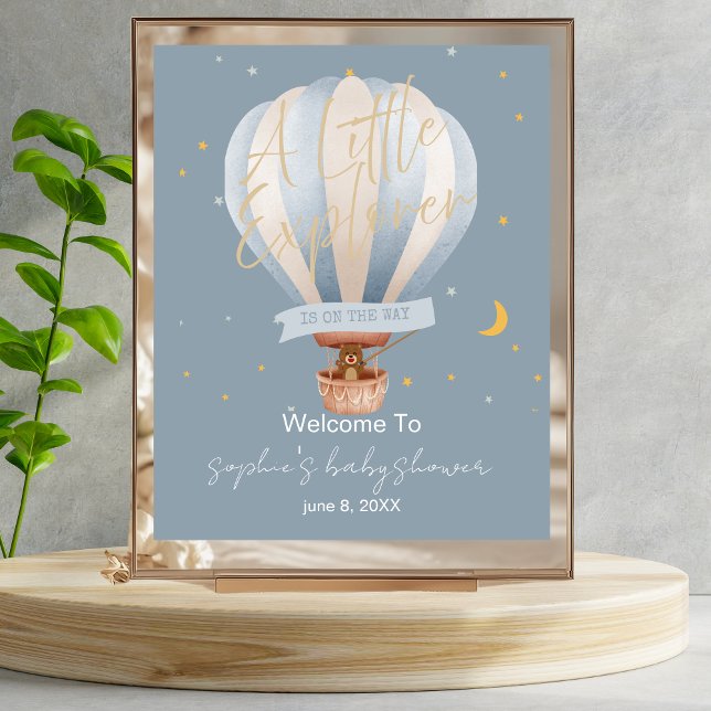 A Little Explorer Hot Air Balloon Welcome Sign Poster (Skapare uppladdad)