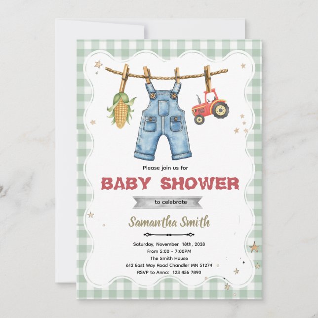 A Little Farmer is on the Way shower invite Inbjudningar (Framsida)