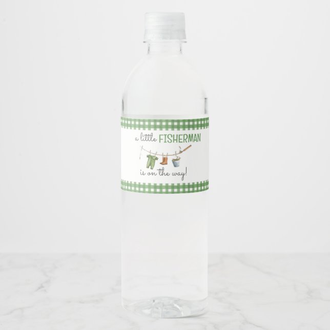 A Little Fisherman Baby Shower  Vattenflaskor Etikett (Framsida)