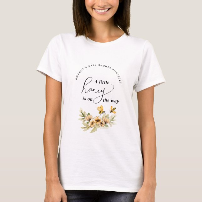  A little honey bee Baby Shower T Shirt (Framsida)