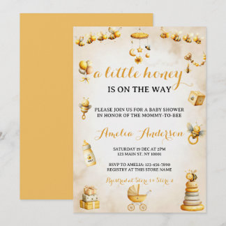 A Little Honey Bee Gender Neutral Baby Shower Inbjudningar