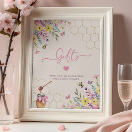 A Little Honey Bee Pink Floral Baby Shower Gifts Poster