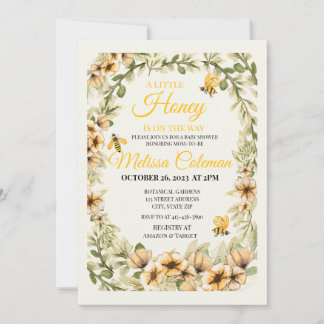 A Little Honey Is On The Way Baby Shower   Inbjudningar