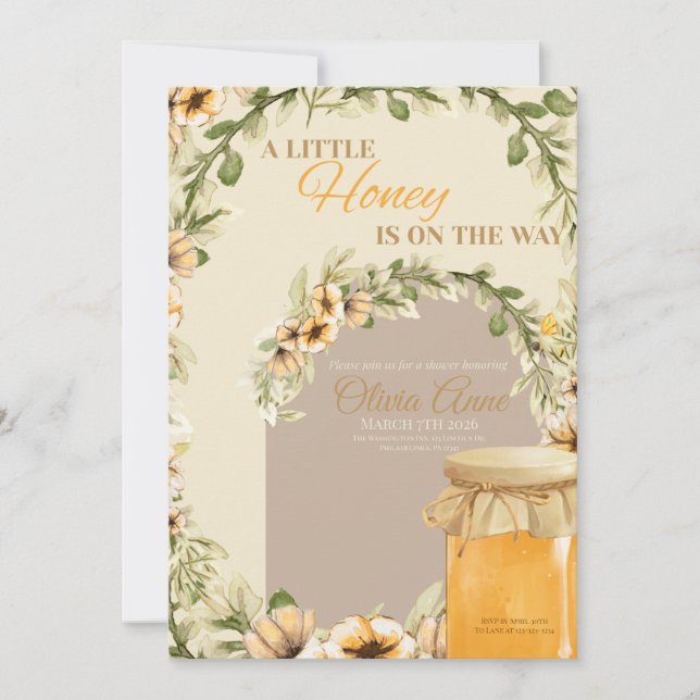 A Little Honey is on the Way baby shower invite  Inbjudningar (Framsida)