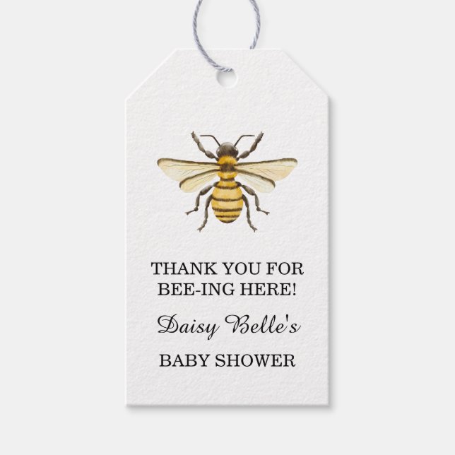 A little Honey Is On The Way Baby Shower Presentetikett (Framsidan)