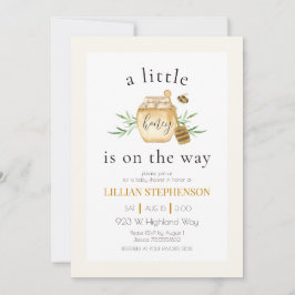 A Little Honey Is On The Way Bee Baby Shower  Inbjudningar