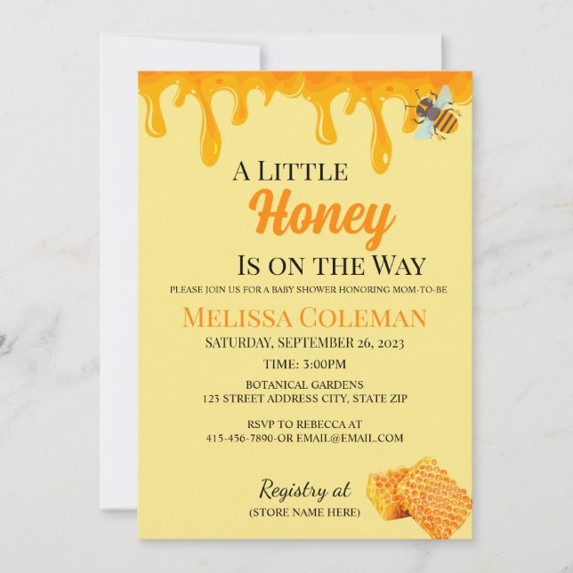 A Little Honey Is on the Way Invitation Inbjudningar (Framsida)