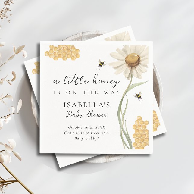 A Little Honey On The Way Personalized Baby Shower Pappersservett (Skapare uppladdad)