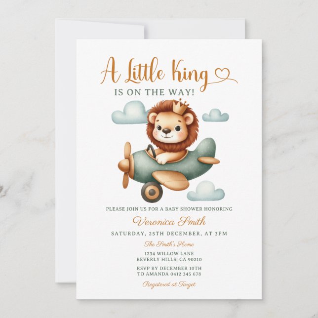 A little King is on the way Cute Lion Baby Shower  Inbjudningar (Framsida)
