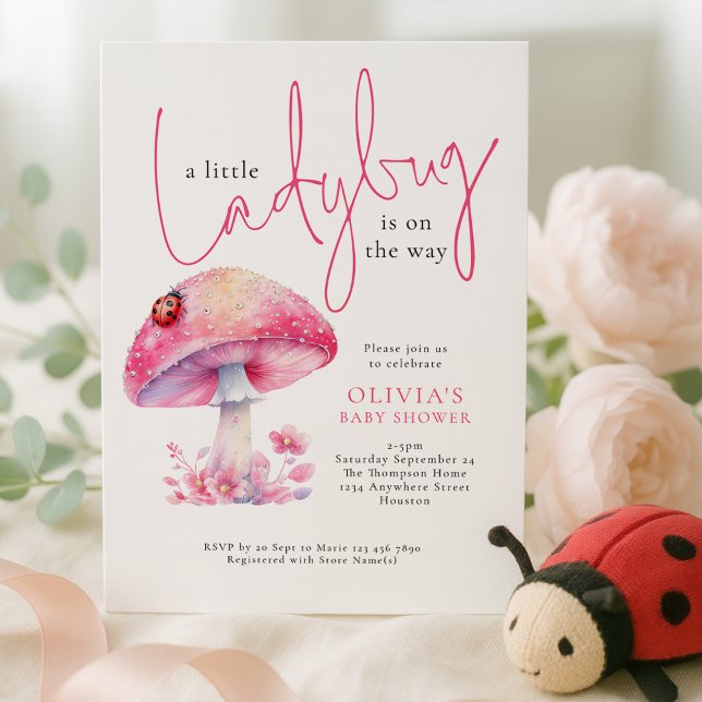 A Little Lady Bug Toadstool Baby Shower Inbjudningar (Skapare uppladdad)