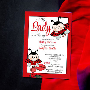 A little lady cute ladybug baby shower inbjudningar
