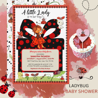 A Little Lady is on Her Way Polka Dot Invitation Inbjudningar