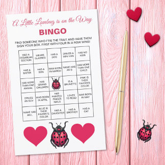 A Little Love Bug Is On The Way Baby Shower Bingo 