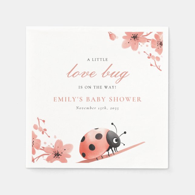 A Little Love Bug Is On The Way Baby Shower Pappersservett (Framsidan)