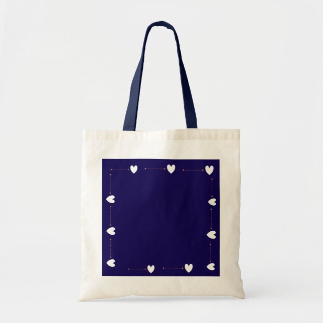 A Little Love For You – Navy Heart Tote Bag Tygkasse (Framsidan)