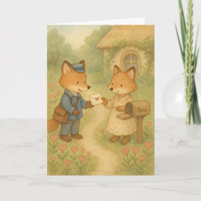 A Little Love Letter – Fox Mail Valentine Kort (Framsida)