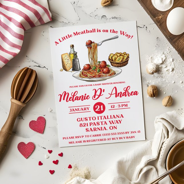 A Little Meatball is on the Way!  Baby Shower Inbjudningar (Skapare uppladdad)