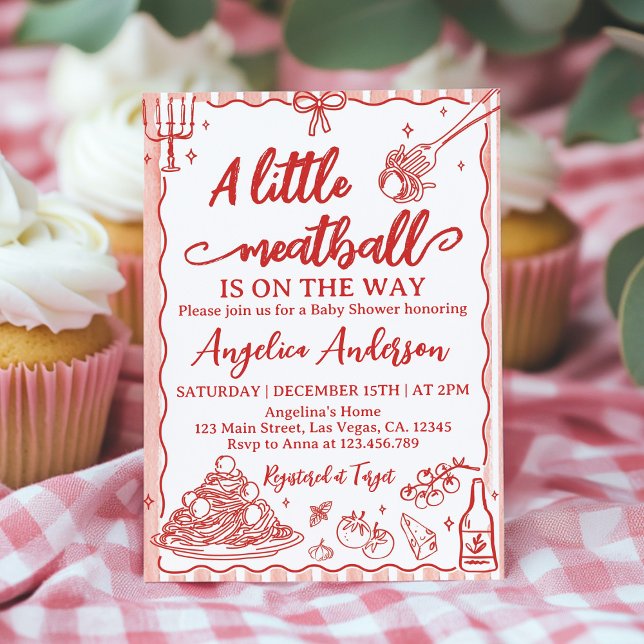 A Little Meatball Italian Baby Shower Invitation Inbjudningar (Skapare uppladdad)
