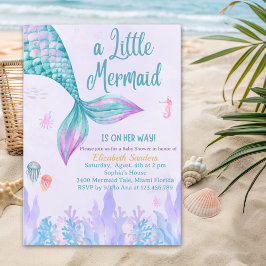 a Little Mermaid is on her way Girl Baby Shower Inbjudningar