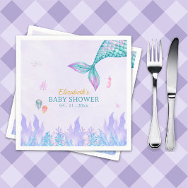 a Little Mermaid is on her way Girl Baby Shower Pappersservett