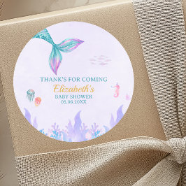 a Little Mermaid is on her way Girl Baby Shower Runt Klistermärke
