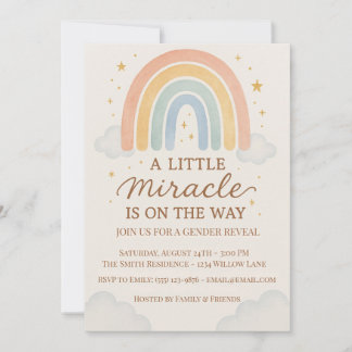 A Little Miracle Is On The Way  Gender Reveal  Inbjudningar