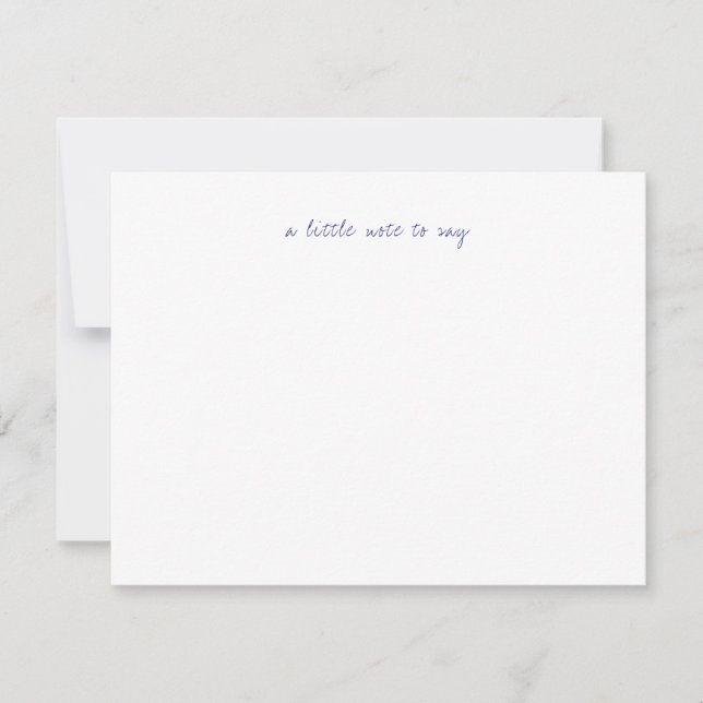 A Little Note to Say Navy Blue Script Stationery Anteckningskort (Framsida)