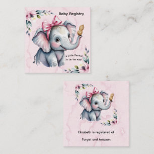 A Little Peanut Is On The Way Baby Registry Fyrkantigt Visitkort
