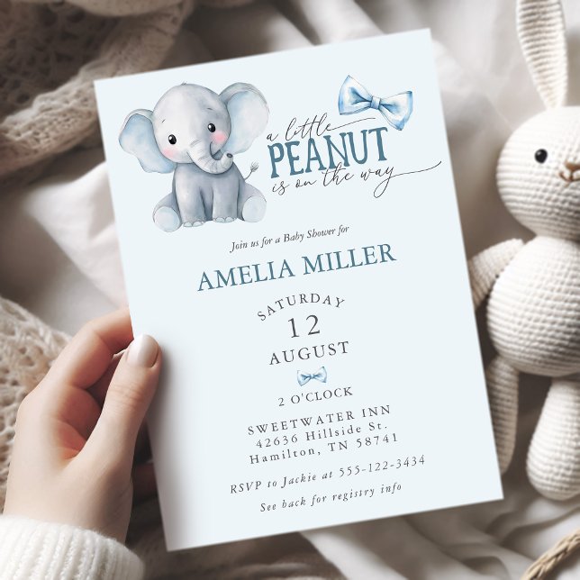 A Little Peanut is on the Way Elephant Baby Shower Inbjudningar (A Little Peanut is on the Way Elephant Baby Shower Invitation)