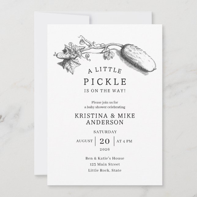 A Little Pickle Gender Neutral Baby Shower Inbjudningar (Framsida)