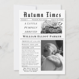 A little pumpkin arrived Birth Announcement Meddelande