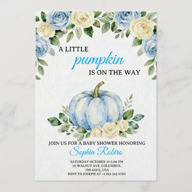 A Little Pumpkin” Baby Shower Invitation  Inbjudningar (Framsida)