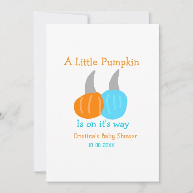 A little pumpkin is on it's way baby shower orange inbjudningar (Framsida)