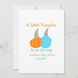 A little pumpkin is on it's way baby shower orange inbjudningar