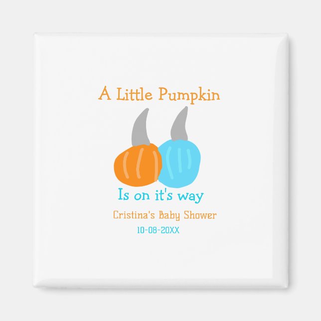 A little pumpkin is on it's way baby shower orange magnet (Framsidan)