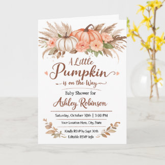 A Little Pumpkin Is on the Way Baby Shower Card  Kort