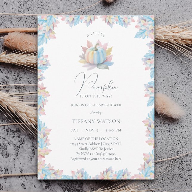 A Little Pumpkin is On The Way Boy Baby Shower Inbjudningar (Skapare uppladdad)