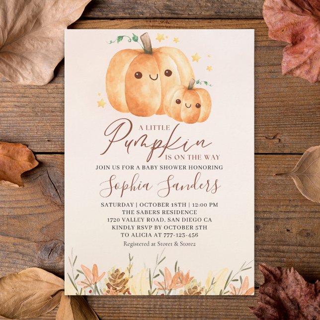 A Little Pumpkin Is on the Way" Fall Baby Shower Inbjudningar (Skapare uppladdad)