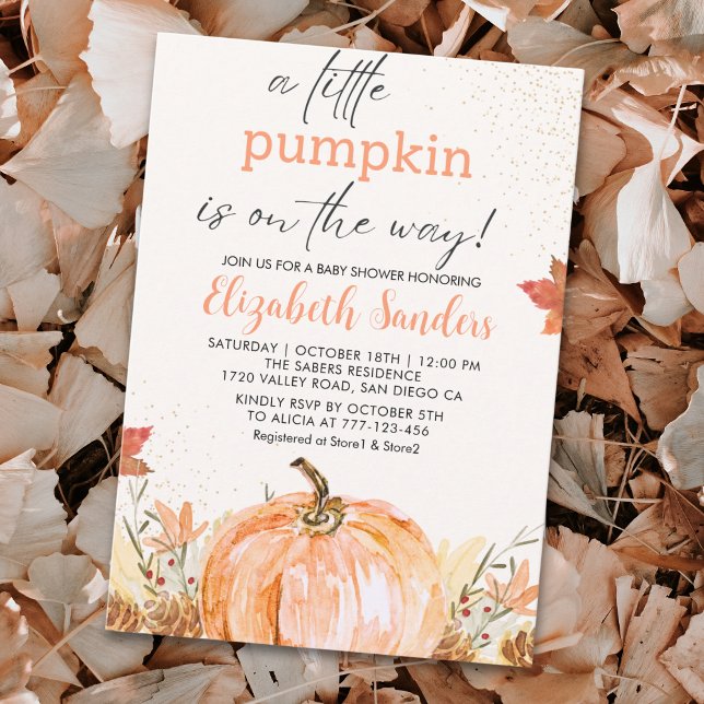 A Little Pumpkin Is on The Way, Fall Baby Shower Inbjudningar (Skapare uppladdad)