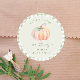 A Little Pumpkin is On The Way Fall Baby Shower Runt Klistermärke