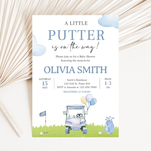 A Little Putter Golf Baby Shower Inbjudningar (Golf A Little Putter Baby Shower Invitation)