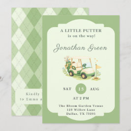 A Little Putter Golf Cart Boy Shower Inbjudningar
