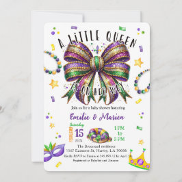 A little Queen is on her way Mardi Gras Invitation Inbjudningar