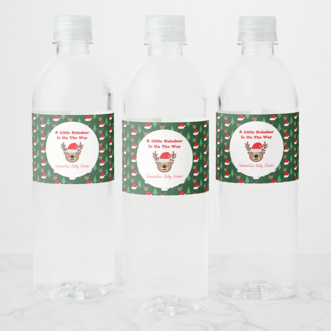 A Little Reindeer Is On The Way Vattenflaskor Etikett (Flaskor)