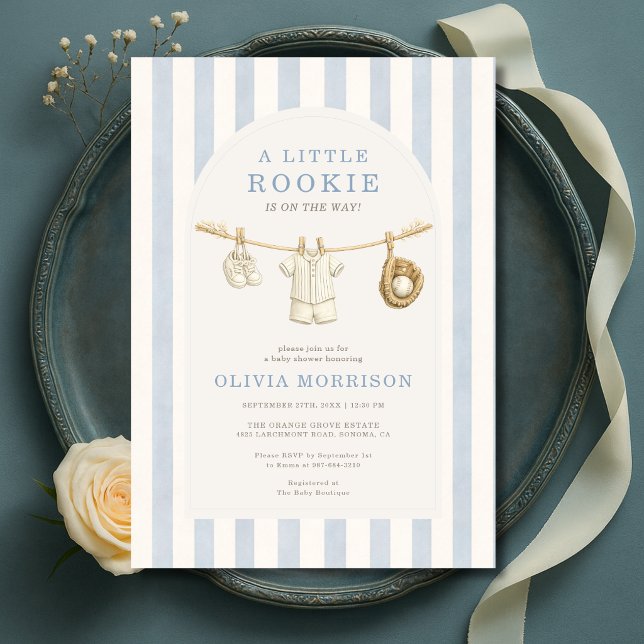 A Little Rookie Clothesline Baby Shower Inbjudningar (Skapare uppladdad)