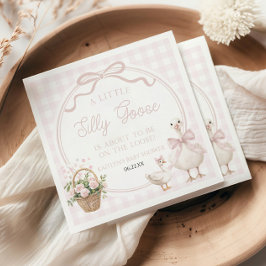 A Little Silly Goose Pink Floral Bow Baby Shower Pappersservett