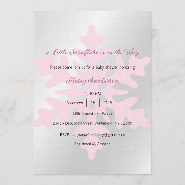 A Little Snowflake is on the Way Invitation, Baby  Inbjudningar (Framsida)