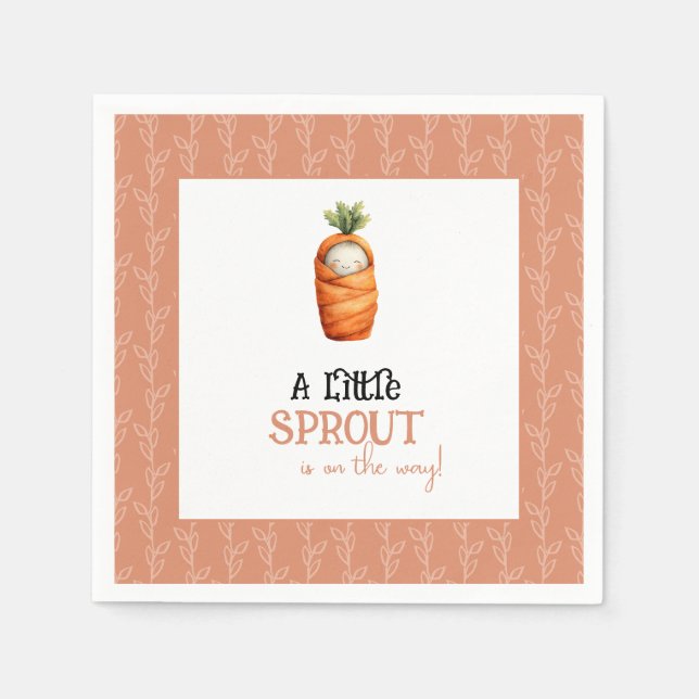 A Little Sprout on the Way Baby Shower Napkins Pappersservett (Framsidan)