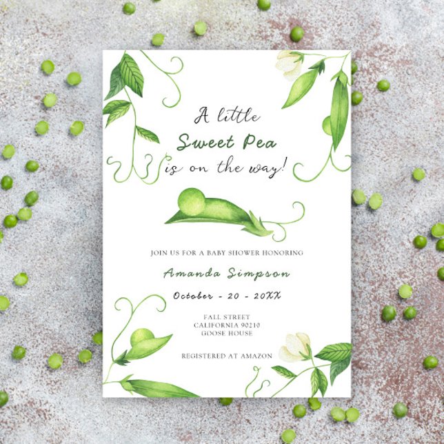A Little Sweet Pea Is On The Way Baby Shower Inbjudningar (Skapare uppladdad)