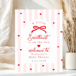 A Little Sweetheart Baby Shower Bow Welcome Poster